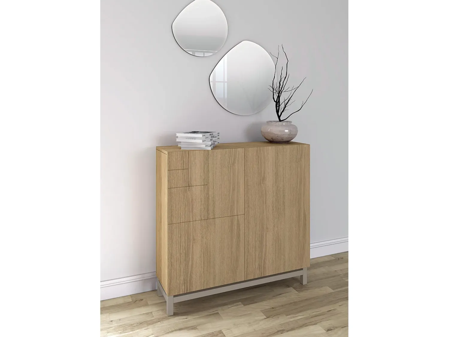 Herdasa Sapateiro/Móvel organização - H90cm x L90cm x P27cm carvalho dourado pernas bege - Copenhague^ Móvel De Arrumação|Sapateira