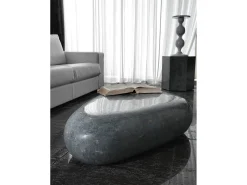 Mesa De Centro| Sasso big - Mesa de centro (74 x 123 x 27h) em pedra fóssil cinza Cinzento