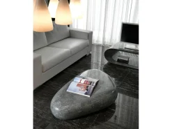 Mesa De Centro| Sasso big - Mesa de centro (74 x 123 x 27h) em pedra fóssil cinza Cinzento