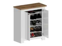 Móvel De Arrumação|Sapateira*Dmora Scarpiera Dcittadin, Porta scarPe economizador de espaço com 2 portas, armário de entrada multifuncional, 84x42h100 cm, branco e carvalho Castanho