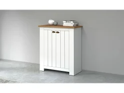 Móvel De Arrumação|Sapateira*Dmora Scarpiera Dcittadin, Porta scarPe economizador de espaço com 2 portas, armário de entrada multifuncional, 84x42h100 cm, branco e carvalho Castanho
