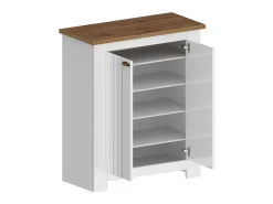 Móvel De Arrumação|Sapateira*Dmora Scarpiera Dcittadin, Porta scarPe economizador de espaço com 2 portas, armário de entrada multifuncional, 84x42h100 cm, branco e carvalho Castanho