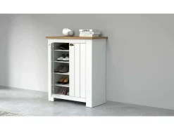 Móvel De Arrumação|Sapateira*Dmora Scarpiera Dcittadin, Porta scarPe economizador de espaço com 2 portas, armário de entrada multifuncional, 84x42h100 cm, branco e carvalho Castanho