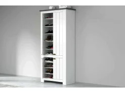 Dmora ScHarpeira Dcicerell, Suporte para sapatos com economia de espaço com 4 portas, Armário de entrada multifuncional, 84x42h200 cm, Branco e Ardósia^ Móvel De Arrumação|Sapateira