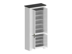 Dmora ScHarpeira Dcicerell, Suporte para sapatos com economia de espaço com 4 portas, Armário de entrada multifuncional, 84x42h200 cm, Branco e Ardósia^ Móvel De Arrumação|Sapateira
