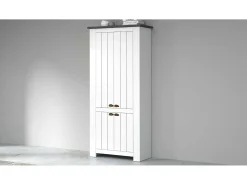 Dmora ScHarpeira Dcicerell, Suporte para sapatos com economia de espaço com 4 portas, Armário de entrada multifuncional, 84x42h200 cm, Branco e Ardósia^ Móvel De Arrumação|Sapateira