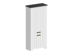 Dmora ScHarpeira Dcicerell, Suporte para sapatos com economia de espaço com 4 portas, Armário de entrada multifuncional, 84x42h200 cm, Branco e Ardósia^ Móvel De Arrumação|Sapateira