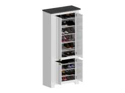 Dmora ScHarpeira Dcicerell, Suporte para sapatos com economia de espaço com 4 portas, Armário de entrada multifuncional, 84x42h200 cm, Branco e Ardósia^ Móvel De Arrumação|Sapateira
