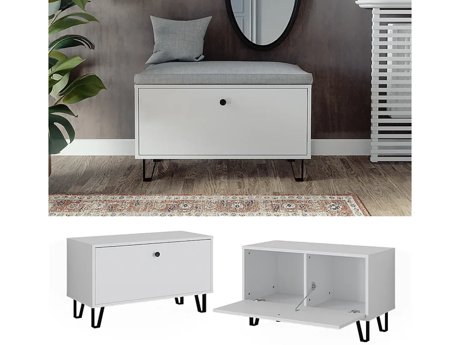 Móvel De Arrumação|Sapateira*Vicco Schuhbank 80x35.1x46 siri Branco