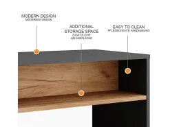 Móvel De Arrumação|Sapateira*Vicco Schuhbank carvalho antracite/goldkraft 60x40x60 orlando Cinza antracite