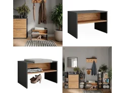 Móvel De Arrumação|Sapateira*Vicco Schuhbank carvalho antracite/goldkraft 60x40x60 orlando Cinza antracite
