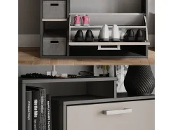 Móvel De Arrumação|Sapateira*Vicco Schuhkipper antracite/creio 80x24.2x128.3 orlando Cinza antracite