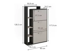 Móvel De Arrumação|Sapateira*Vicco Schuhkipper antracite/creio 80x24.2x128.3 orlando Cinza antracite
