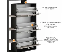 Móvel De Arrumação|Sapateira*Vicco Schuhkipper antracite/creio 80x24.2x128.3 orlando Cinza antracite