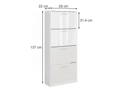 Móvel De Arrumação|Sapateira*Vicco Schuhkipper / brilhante 59x22x137 gizmo Branco