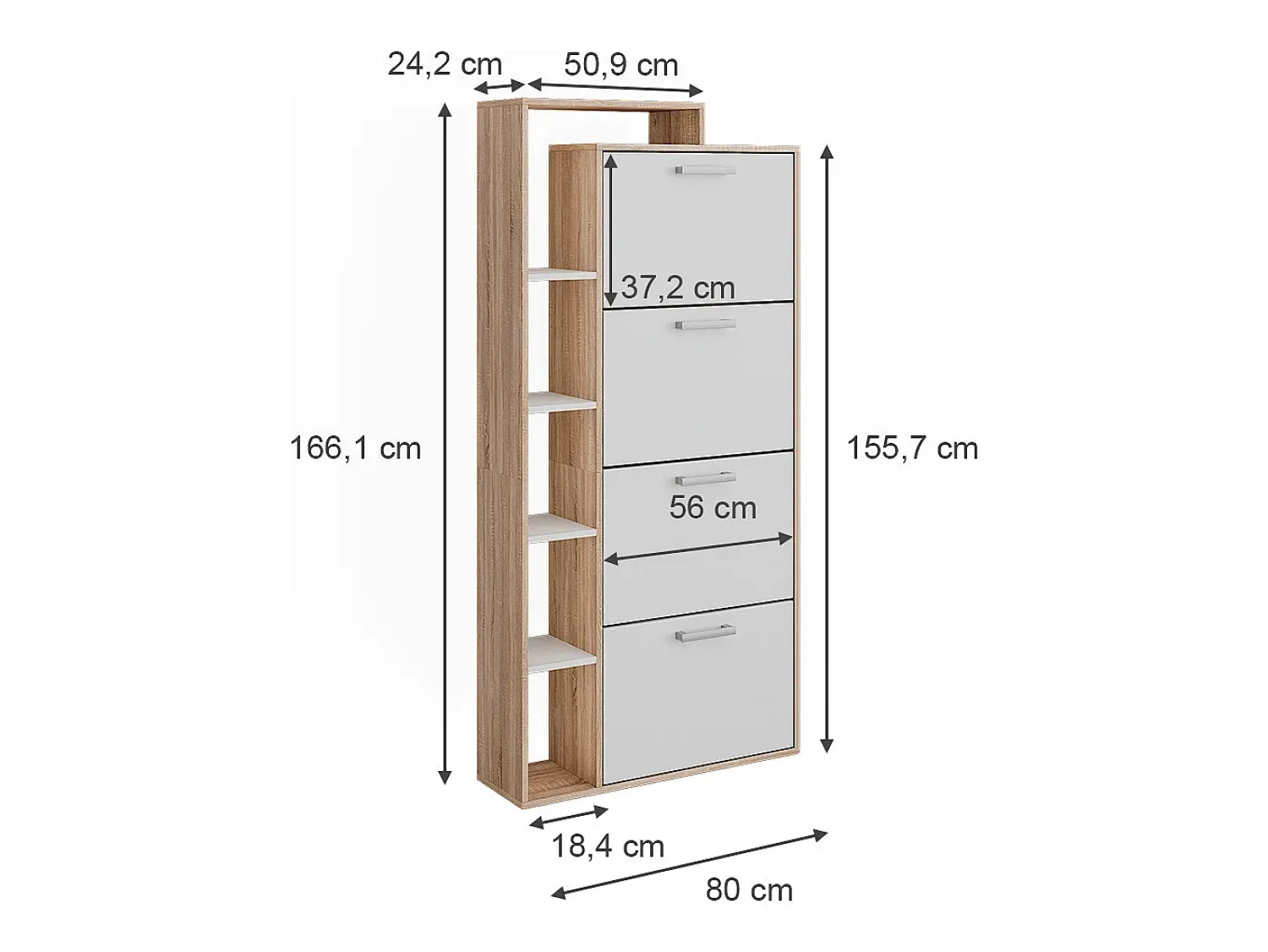 Vicco Schuhkipper /sonoma 80x24.2x166.1 orlando^ Móvel De Arrumação|Sapateira