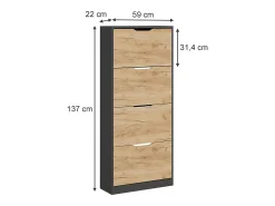 Vicco Schuhkipper carvalho antracite/goldkraft 59x22x137 luca^ Móvel De Arrumação|Sapateira