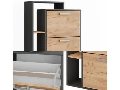 Móvel De Arrumação|Sapateira|Vicco Schuhkipper carvalho goldkraft/antracite 80x24.2x166.1 orlando Natural escuro