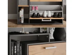Móvel De Arrumação|Sapateira|Vicco Schuhkipper carvalho goldkraft/antracite 80x24.2x166.1 orlando Natural escuro