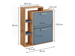 Móvel De Arrumação|Sapateira*Vicco Schuhkipper carvalho goldkraft/ 80x24.2x90 orlando Azul