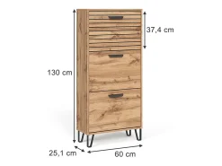 Móvel De Arrumação|Sapateira*Vicco Schuhkipper carvalho wotan 62x25.1x130 amber Natural escuro