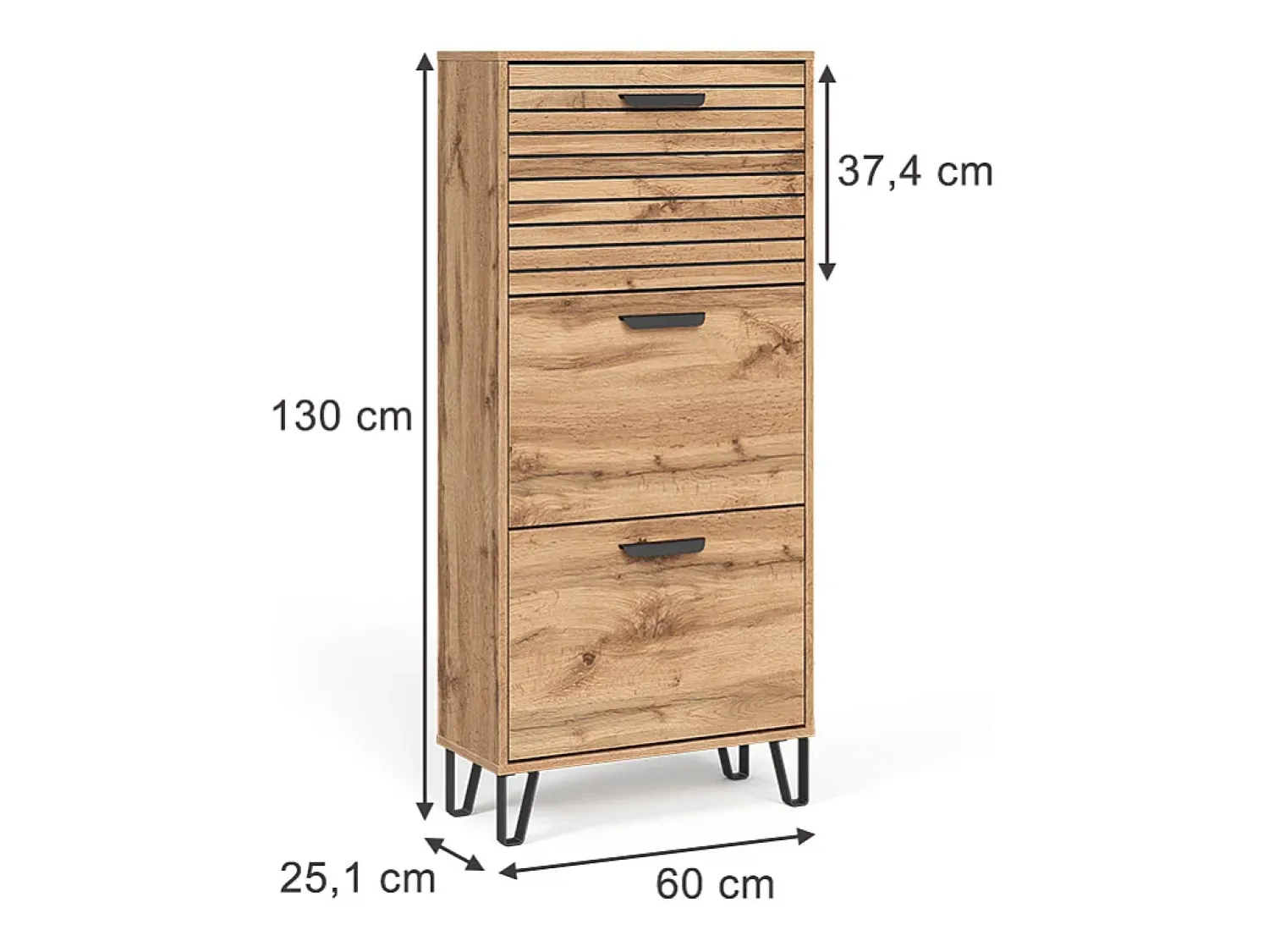 Móvel De Arrumação|Sapateira*Vicco Schuhkipper carvalho wotan 62x25.1x130 amber Natural escuro