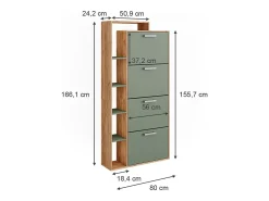 Móvel De Arrumação|Sapateira|Vicco Schuhkipper carvalho/ goldkraft 80x24.2x166.1 orlando Verde