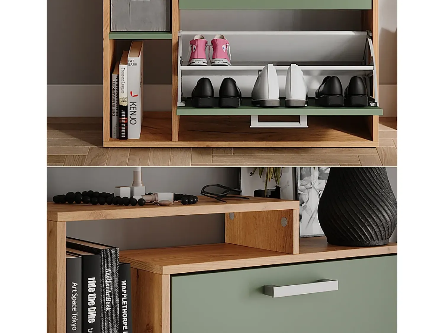 Móvel De Arrumação|Sapateira|Vicco Schuhkipper carvalho/ goldkraft 80x24.2x166.1 orlando Verde