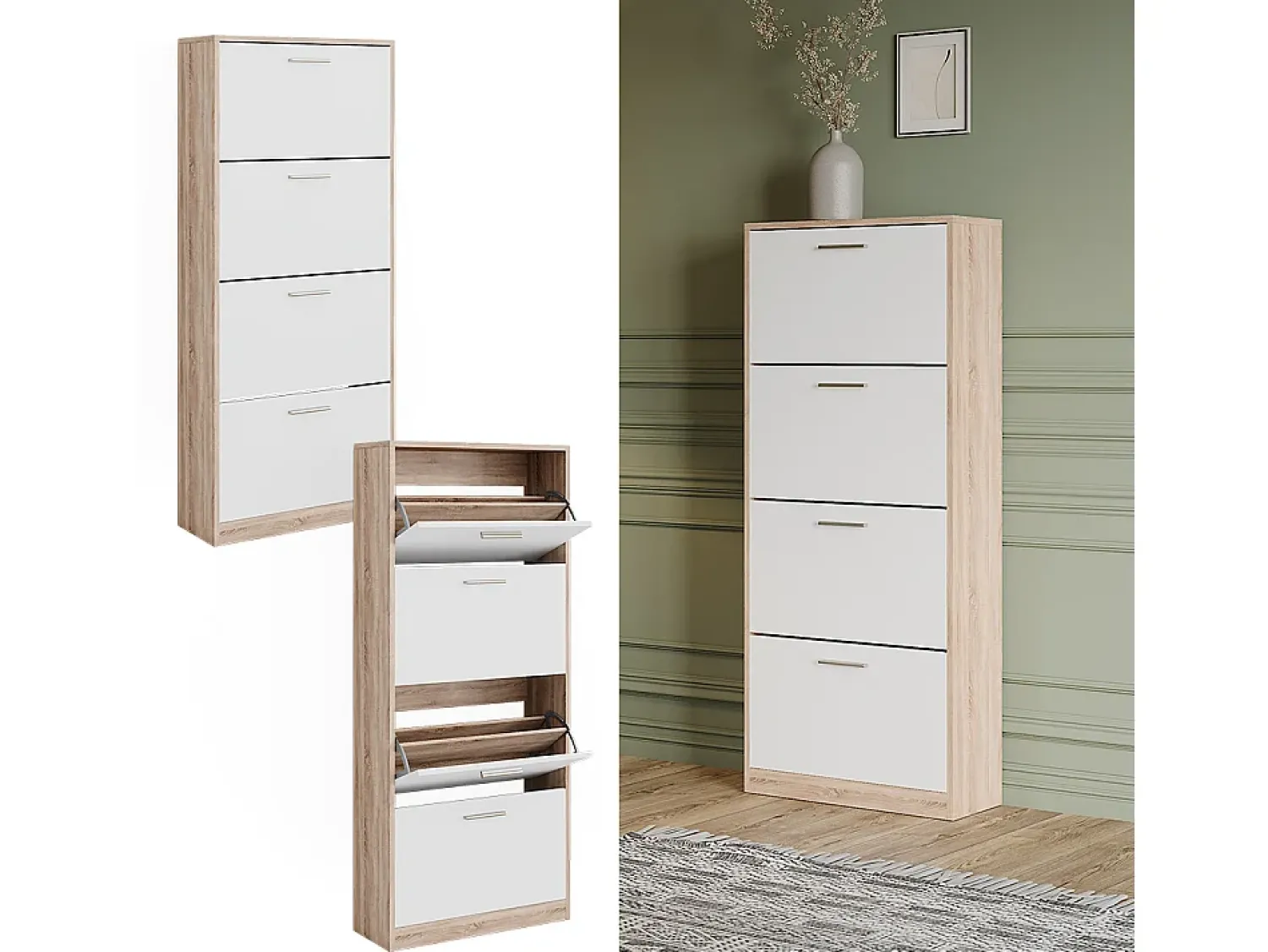 Móvel De Arrumação|Sapateira|Vicco Schuhkipper sonoma/branco 59x22x137 gizmo Natural claro