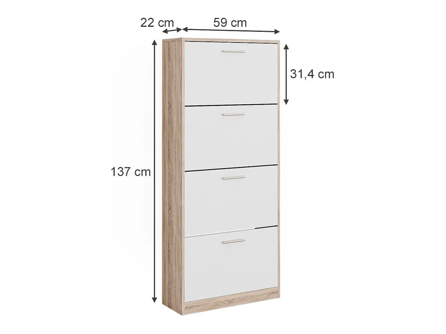 Móvel De Arrumação|Sapateira|Vicco Schuhkipper sonoma/branco 59x22x137 gizmo Natural claro