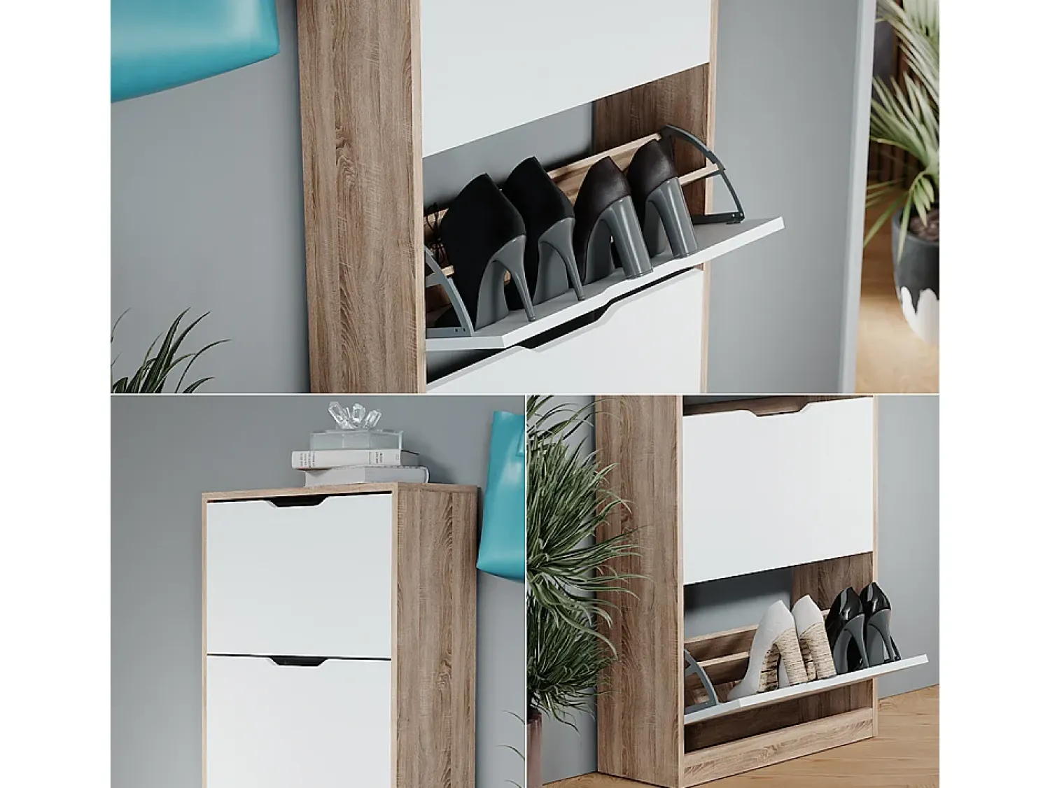 Móvel De Arrumação|Sapateira|Vicco Schuhkipper sonoma/branco 59x22x137 luca Natural claro