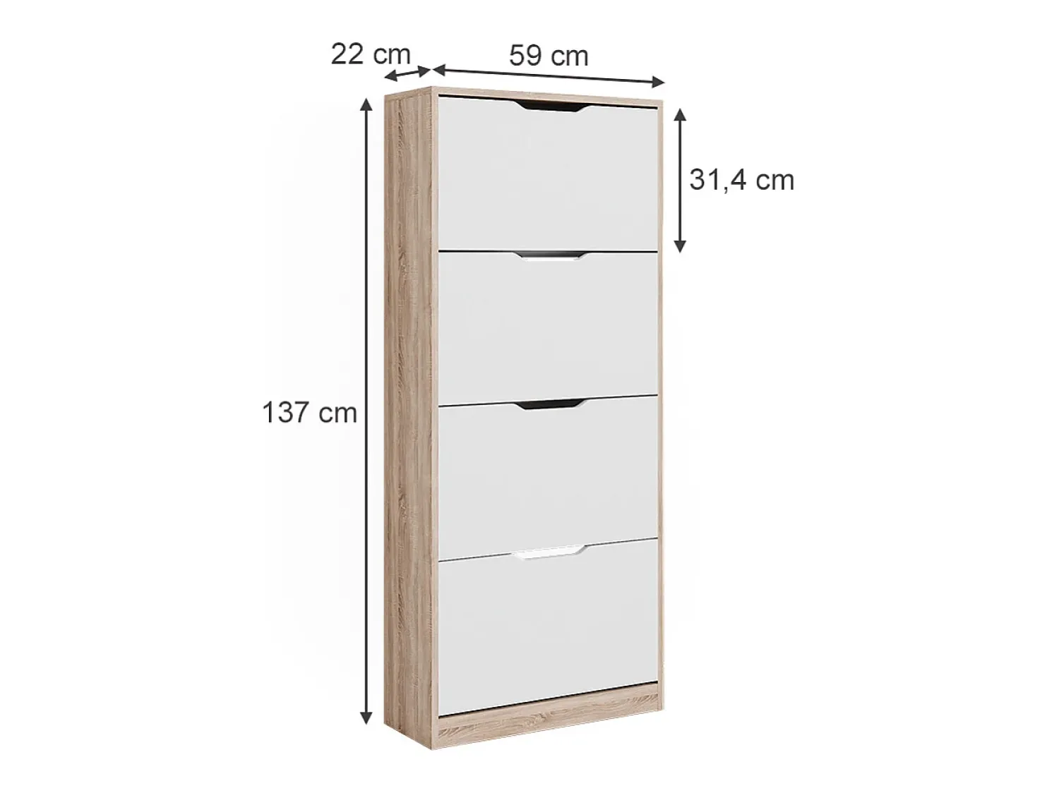 Móvel De Arrumação|Sapateira|Vicco Schuhkipper sonoma/branco 59x22x137 luca Natural claro