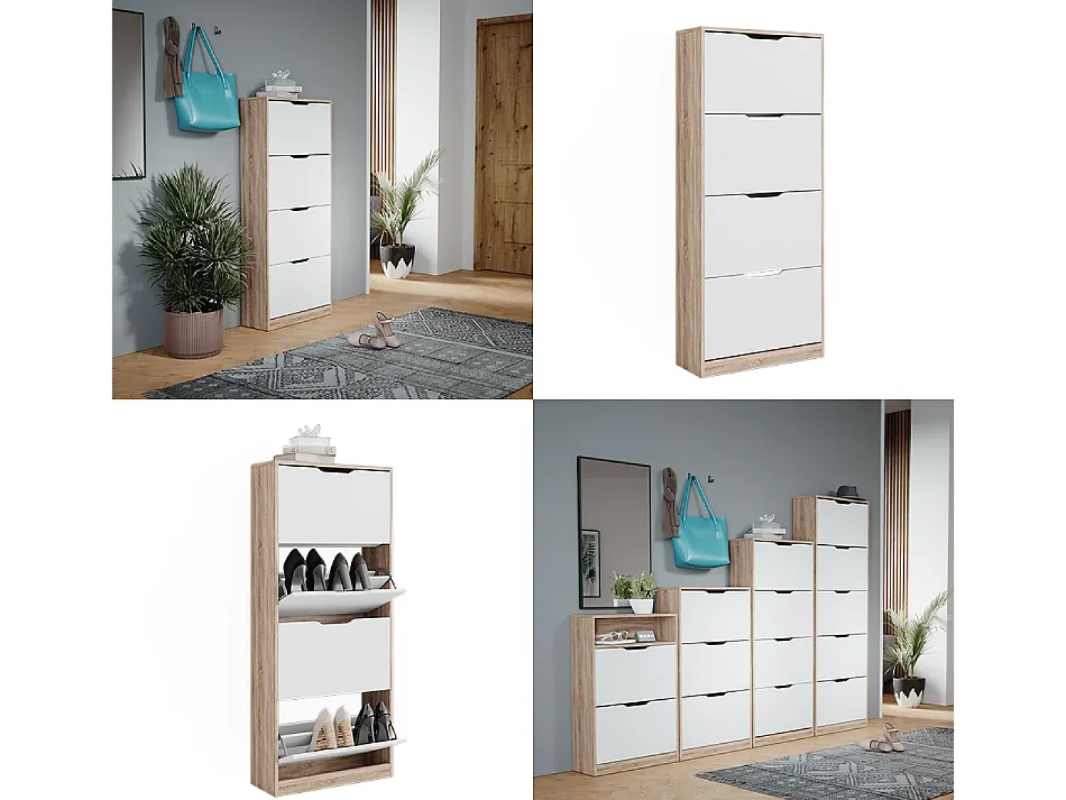 Móvel De Arrumação|Sapateira|Vicco Schuhkipper sonoma/branco 59x22x137 luca Natural claro