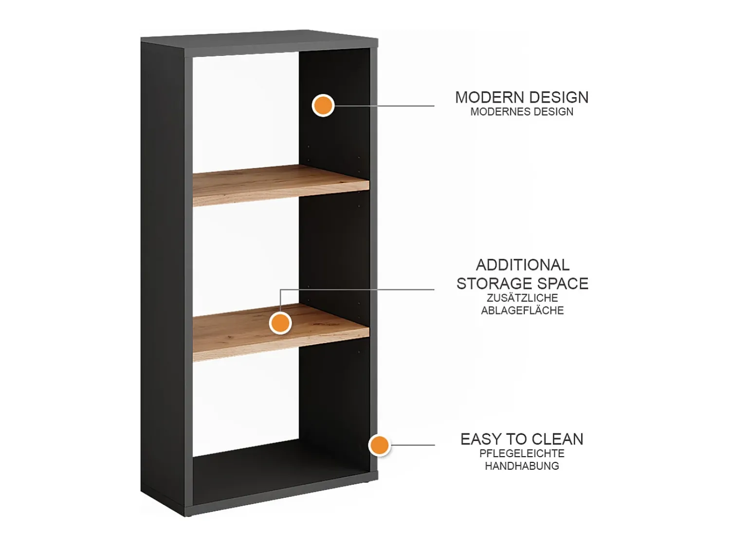 Prateleira*Vicco Schuhschrank carvalho antracite/goldkraft 40x24x80.1 orlando Cinza antracite