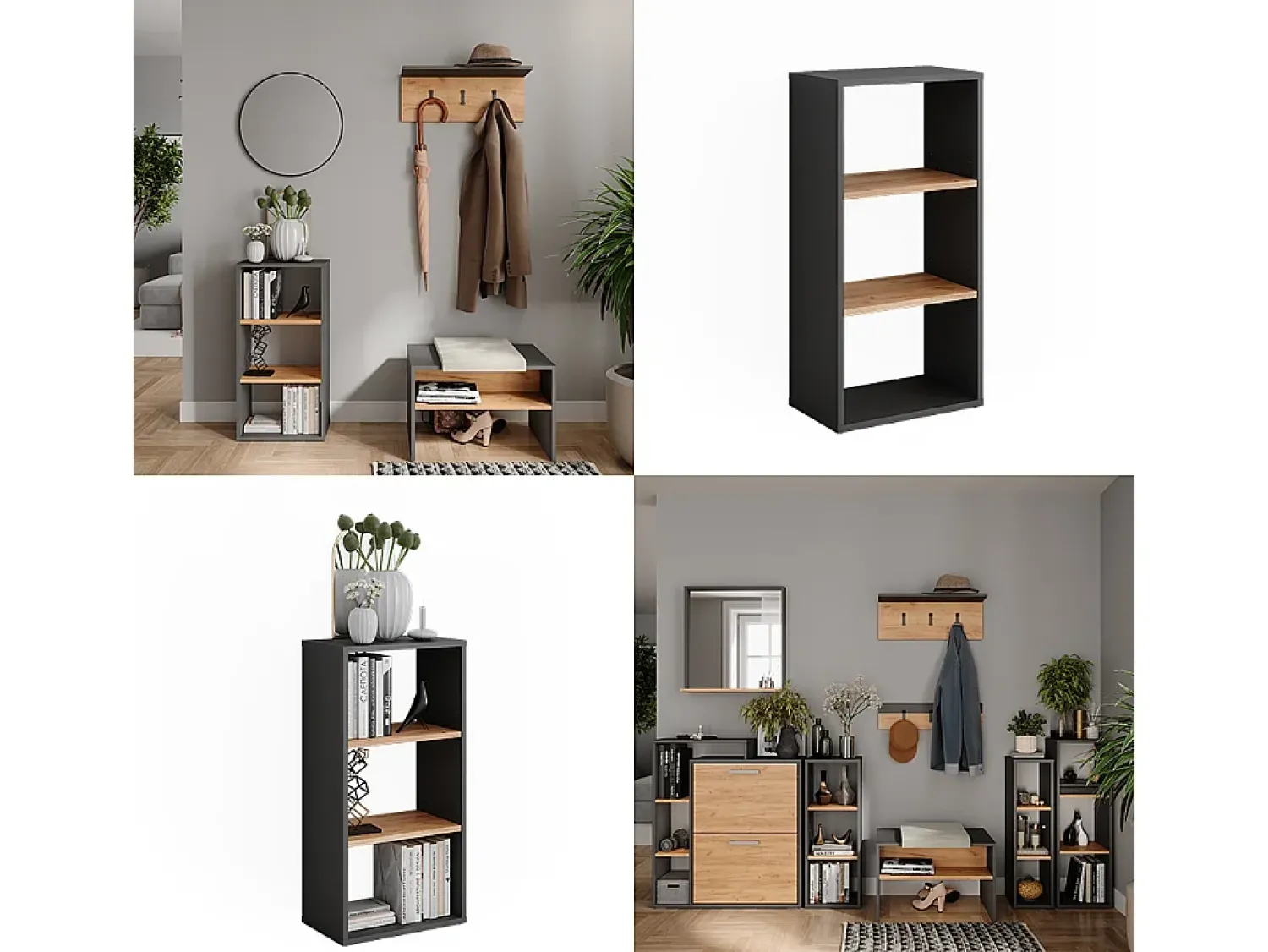 Prateleira*Vicco Schuhschrank carvalho antracite/goldkraft 40x24x80.1 orlando Cinza antracite