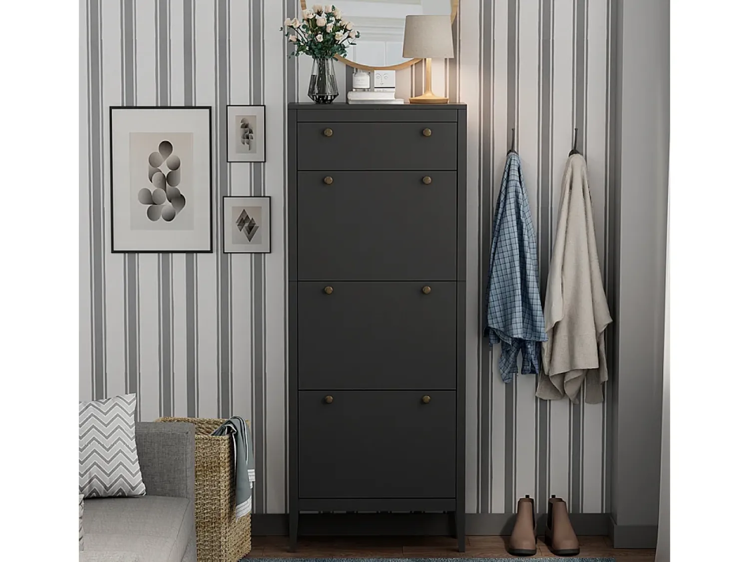Móvel De Arrumação|Sapateira*Vicco Schuhschrank 60x23.5x153 aron Preto