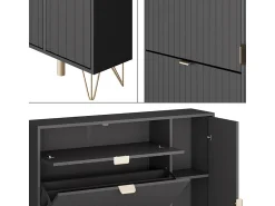 Outlet Vicco Schuhschrank 108x23.5x107.5 helge Preto