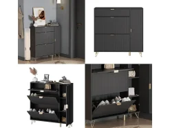 Outlet Vicco Schuhschrank 108x23.5x107.5 helge Preto
