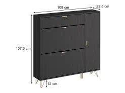 Outlet Vicco Schuhschrank 108x23.5x107.5 helge Preto