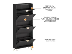 Móvel De Arrumação|Sapateira|Vicco Schuhschrank 60x23.5x145 helge Preto