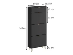 Móvel De Arrumação|Sapateira|Vicco Schuhschrank 60x23.5x145 helge Preto