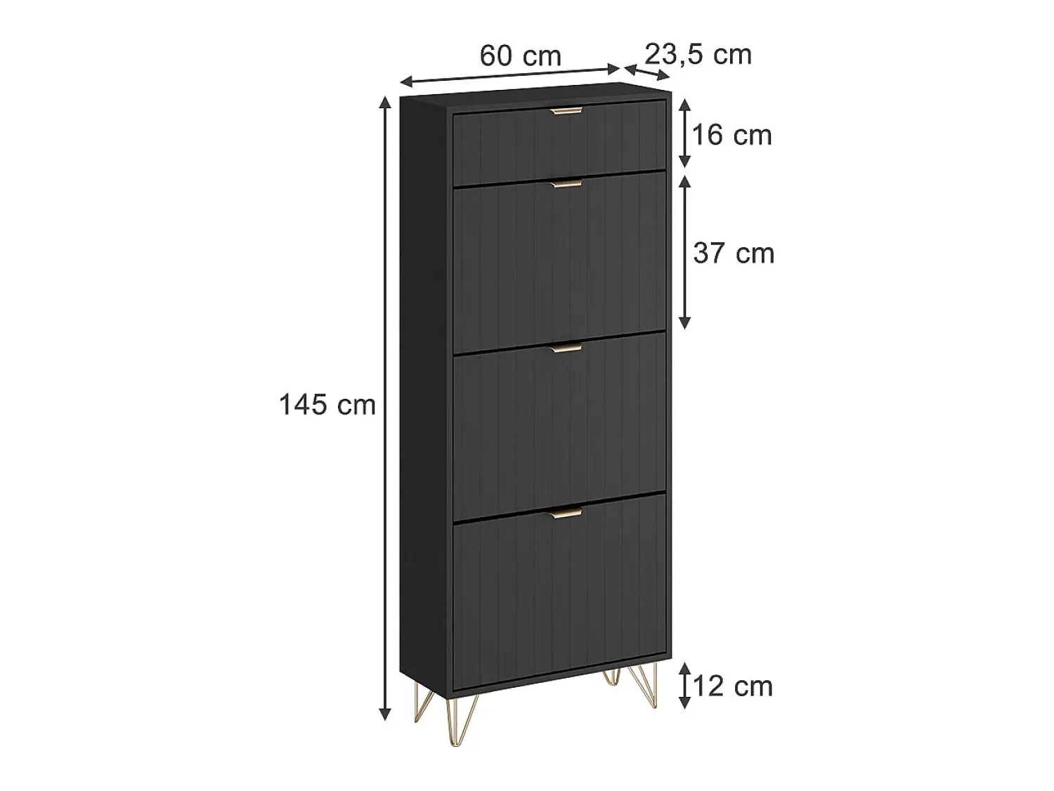 Móvel De Arrumação|Sapateira|Vicco Schuhschrank 60x23.5x145 helge Preto