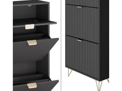 Móvel De Arrumação|Sapateira|Vicco Schuhschrank 60x23.5x145 helge Preto