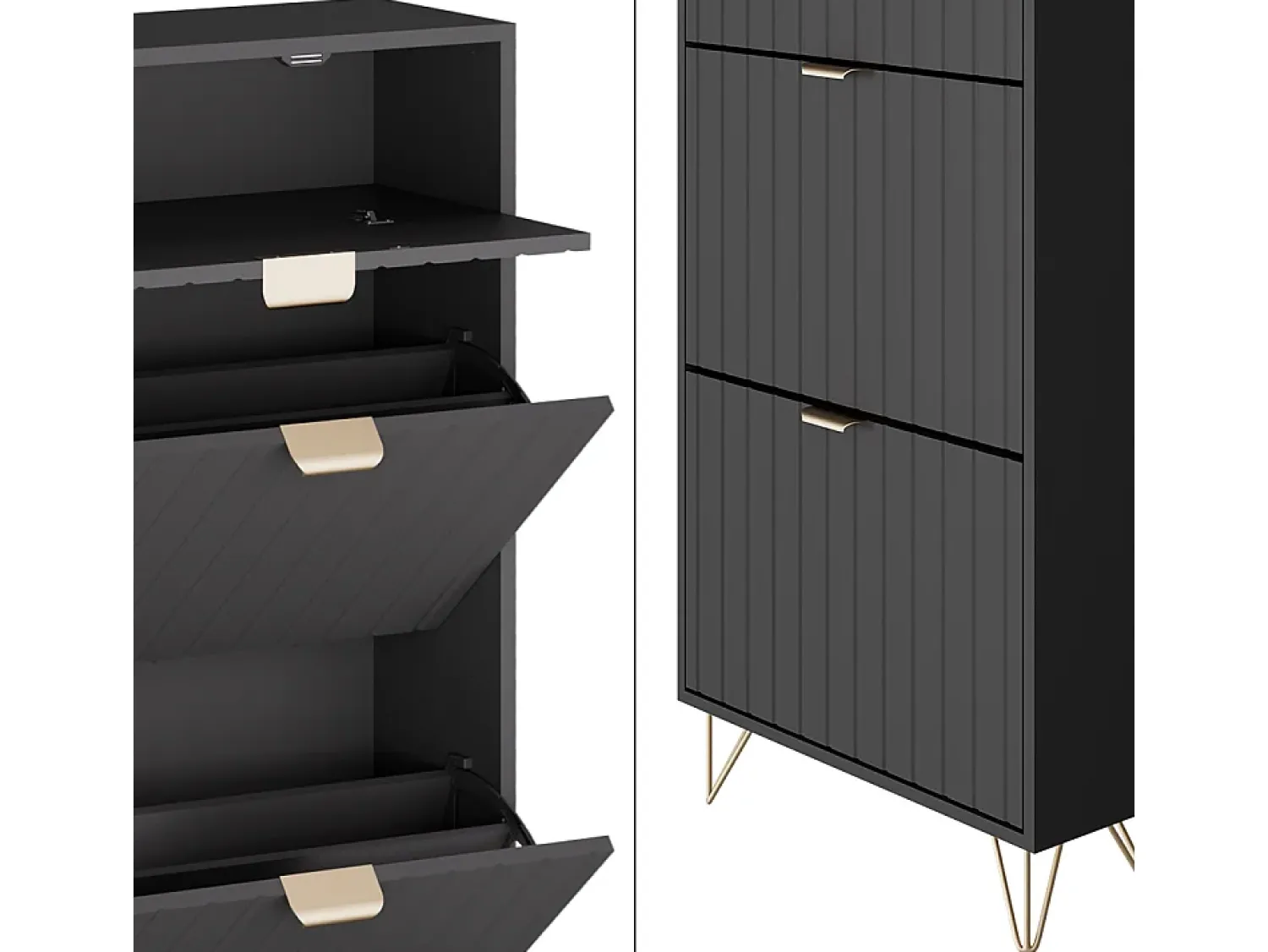 Móvel De Arrumação|Sapateira|Vicco Schuhschrank 60x23.5x145 helge Preto