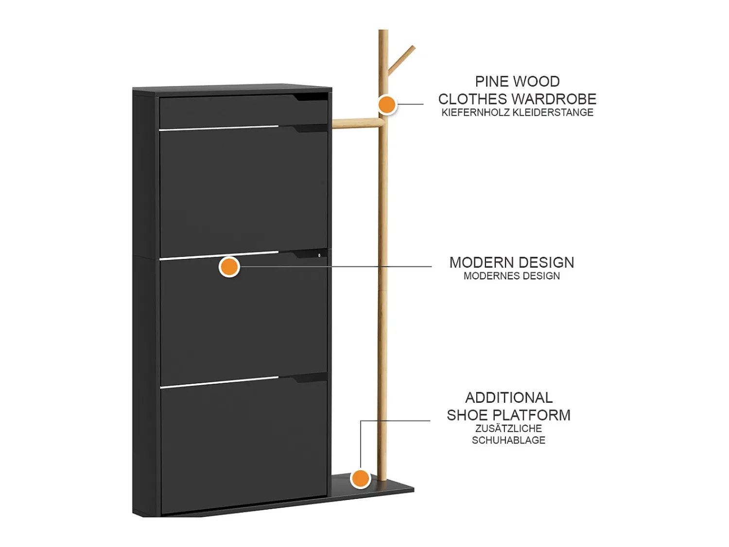 Vicco Schuhschrank 90x30x181.5 ivo^ Móvel De Arrumação|Sapateira