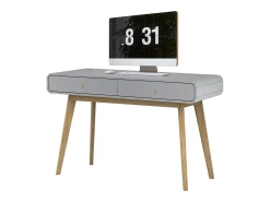 Consola|Loft24 Secretária com 2 portas em carvalho e aglomerado branco Cinzento