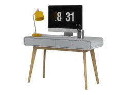Consola|Loft24 Secretária com 2 portas em carvalho e aglomerado branco Cinzento