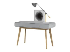 Consola|Loft24 Secretária com 2 portas em carvalho e aglomerado branco Cinzento