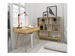 Hot Loft24 Secretária com 2 portas em nogueira e aglomerado branco Natural claro
