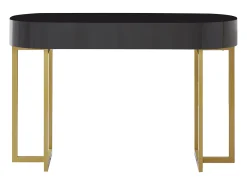 Consola*Vente-unique Secretária consola 1 gaveta MDF lacado e metal e dourado TORELI Pascal Morabito Preto